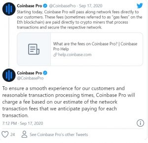 Coinbase Twitter 300x290 - مشتریان  Coinbase Pro  باید هزینه ی گس اتریوم را بپردازند