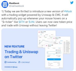 Mask 300x281 - از این پس کاربران توییتر می توانند به طور مستقیم در UniSwap ترید کنند