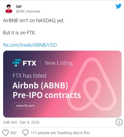 Airbnb - صرافی FTX قبل از نزدک سهام AirBNB را لیست می کند!