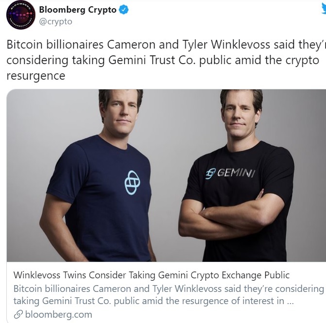 Winklevoss - کامرون وینکلوس از احتمال عمومی شدن صرافی Gemini خبر داد