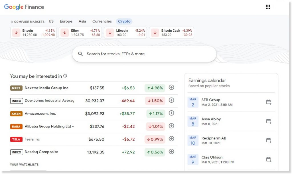 Goog 1024x610 - گوگل فایننس، گزینه ی «قیمت رمزارز» را به بخش «Compare Markets» خود افزود!