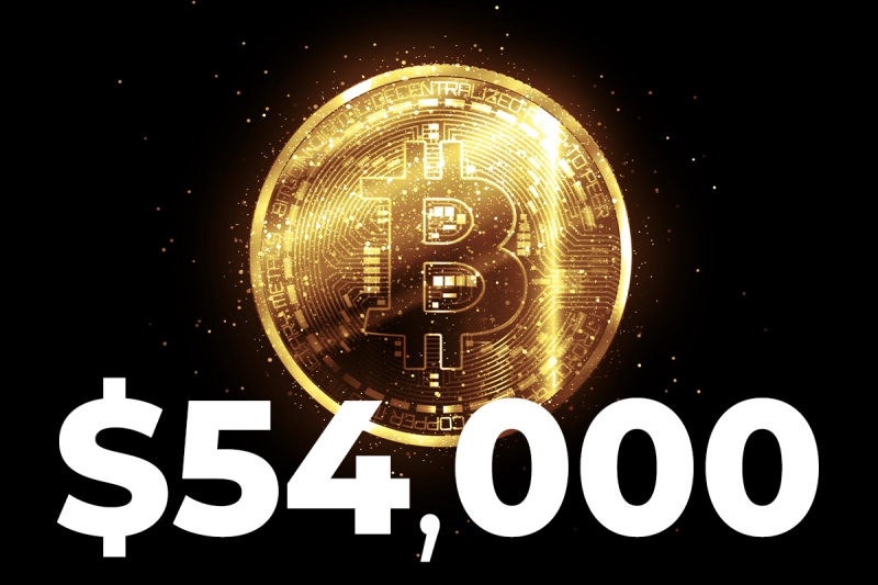 bitcoin1 - با برگشت به سطح ۵۴,۰۰۰ دلار، بیت کوین مجدداً تریلیون دلاری شد