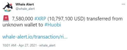 نهنگ 11 - تداوم ارسال XRP به Huobi توسط ریپل و جابجایی 102.5 میلیون ریپل توسط صرافی بزرگ ترکیه!