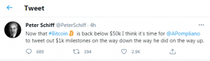 Peter Schiff on Twitter 300x88 - سقوط قیمت بیت کوین به زیر 50،000 دلار