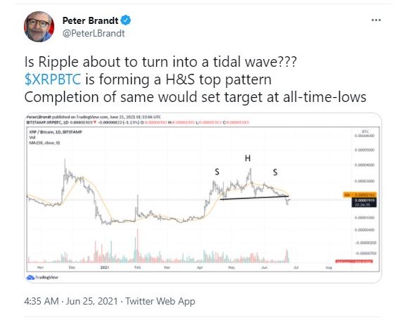 Peter Brandt 1 - پیتر برانت: این الگو میتواند XRP را به پایین ترین قیمت خود بکشاند!