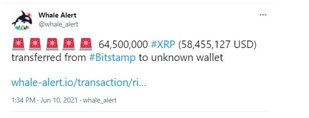 Whale Alert - انتقال 270 میلیون XRP ، توسط صرافی های برتر رمزارز!