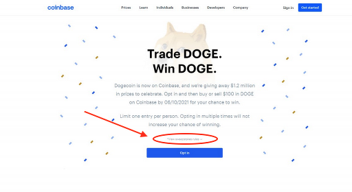 Doge promo - یکی از طرفداران دوج کوین از Coinbase به خاطر مسابقه های "کاذب و گمراه کننده" شکایت می کند