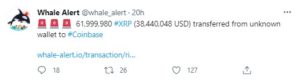 Screenshot 2021 07 10 at 15 58 22 62 Million XRP Transferred by Coinbase Crypto Behemoth 300x80 - 62 میلیون واحد ریپل توسط صرافی بزرگ Coinbase جا به جا شد