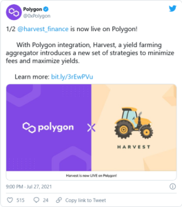 Screenshot 2021 07 29 at 00 48 01 Polygon MATIC Expands to DeFi with Harvest Protocol Integration 264x300 - پالیگان با ادغام به پروتکل هاروست، کار خود را به سمت دیفای گسترش می دهد