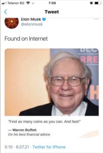warren buffet tweet 203x300 - ایلان ماسک (Elon Musk) عکس وارن بافت (Warren Buffett) را در زمینه ی کریپتو توییت و سپس حذف کرد!