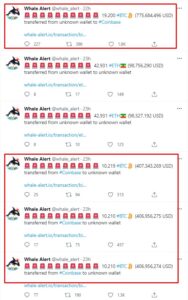 whale alert BTC 188x300 - انتقال بیش از 465000 واحد بیت کوین در کیف پول های ناشناس و صرافی Coinbase گزارش شد