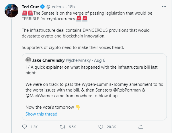 2021 08 08 06 59 00 Window - سناتور تد کروز حمایت خود از صنعت کریپتو را مجددا اعلام کرد