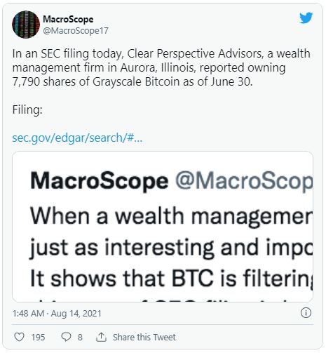 MacroScope - بر اساس پرونده های جدید SEC ، شرکت های مدیریتی ثروت از طریق Grayscale در معرض بیت کوین قرار می گیرند!