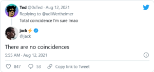 Screenshot 2021 08 12 at 10 39 03 Twitter CEO Masterfully Trolls Ethereum Holders Again 300x141 - بازهم مدیرعامل توییتر دارندگان اتریوم را به سخره گرفت