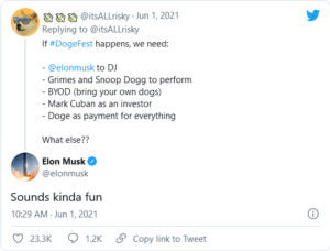 Screenshot 2021 08 13 at 21 09 12 This Dogecoin Festival Has Big Name Headliner Will Elon Musk Attend 300x228 - یک جشنواره بزرگ برای دوج کوین، آیا ایلان ماسک شرکت می کند؟