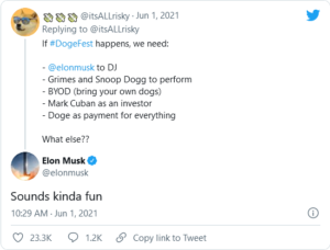 Screenshot 2021 08 13 at 21 09 12 This Dogecoin Festival Has Big Name Headliner Will Elon Musk Attend  300x228 - یک جشنواره بزرگ برای دوج کوین، آیا ایلان ماسک شرکت می کند؟