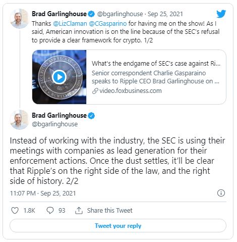 Garlinghouse - برد گارلینگهاوس: SEC از جلسات خود با شرکت های رمزنگاری برای رهبری اقدامات اجرایی استفاده می کند!