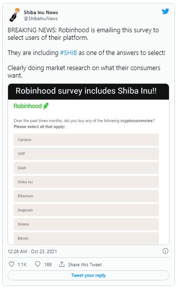 شیبا 3 - مطالعه و نظرسنجی بر روی شیبا اینو برای فهرست شدن این میم کوین در پلتفرم Robinhood !