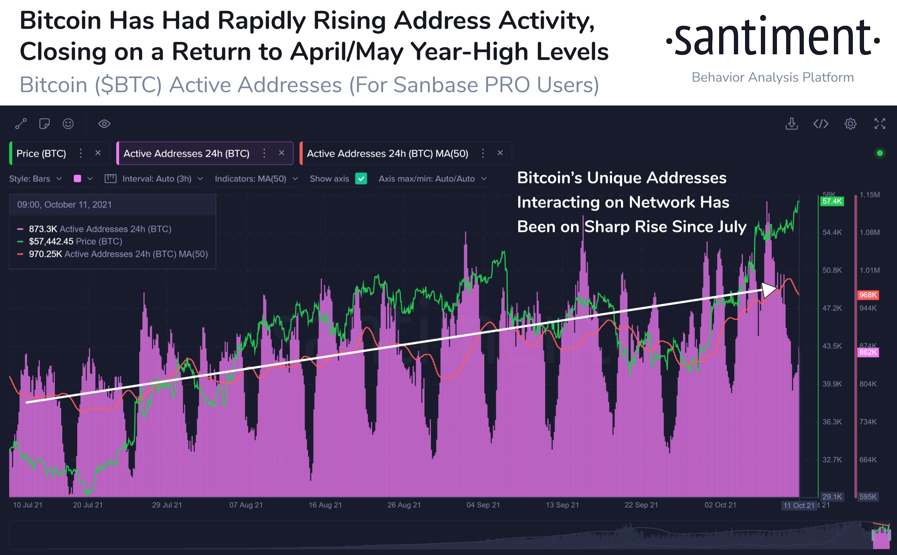 Bitcoin BTC Address Activity - این داده های شبکه ای چشم اندازی صعودی را برای بیت کوین نشان می دهند