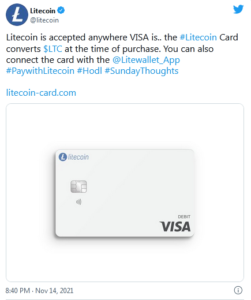 2021 11 15 15 42 09 Litecoin LTC 251x300 - بنیاد لایت کوین می گوید، لایت کوین (LTC) در هر جایی که VISA باشد پذیرفته می شود