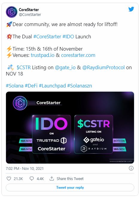 CSTR - اشتراک گذاری جزئیات فهرست IDO و CSTR ، توسط CoreStarter !