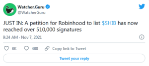 Robinhood to List SHIB Now 300x134 - طومار درخواست برای فهرست کردن SHIB در رابینهود،اکنون به 510 هزار امضا رسیده است