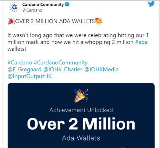 ada - کیف پولهای ADA به بیش از دو میلیون رسید