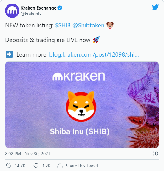 2021 12 01 10 12 40 Dogecoin Killer Shiba Inu Starts Trading on Kraken Brave - آغاز معاملات شیبا اینو در Kraken