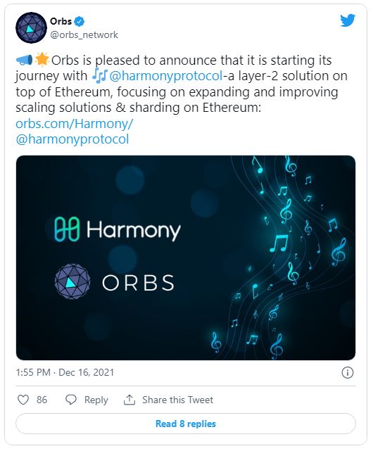 Orbs - همکاری پروتکل Orbs با Harmony!