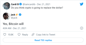 Screenshot 2021 12 21 at 09 48 55 Bitcoin Will Replace U S Dollar Jack Dorsey Tells Cardi B 300x159 - به اعتقاد جک دورسی بیت کوین جایگزین دلار می شود