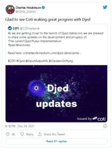 screenshot u.today 2021.12.25 19 13 25 227x300 - چارلز هاسکینسون خبر از راه اندازی استیبل کوین Djed مبتنی بر شبکه کاردانو داد