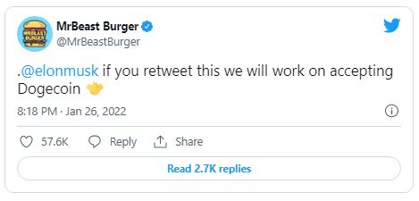 دوجکوین 6 - پذیرفتن احتمالی دوج کوین به عنوان روش پرداخت توسط MrBeast Burger!