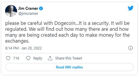 کرامر - هشدار جیم کرامر برای خریداران Dogecoin!