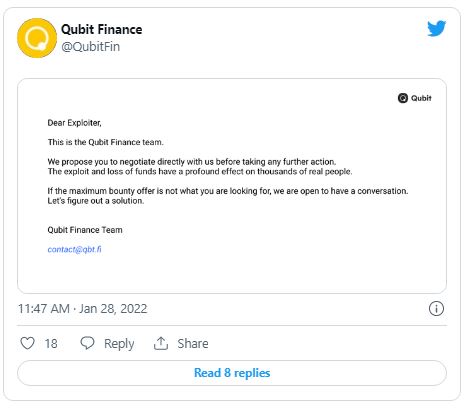 کیوبیت - شرکت Qubit Finance به دنبال هک، 80 میلیون دلار ضرر کرد!