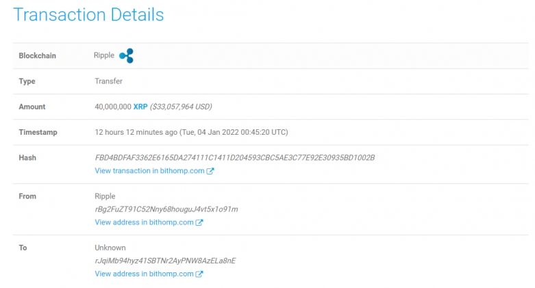 2022 01 04 18 31 40 170 Million Worth of XRP Wired by Ripple and Worlds Largest Exchange  Details 1 - جابجایی 170 میلیون دلار XRP توسط ریپل و بزرگترین صرافی جهان