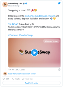 Screenshot 2022 01 21 at 14 32 05 SundaeSwap launches on Cardano but users report failing transactions 219x300 - اعلام تراکنش های ناموفق از سوی کاربران صرافی غیر متمرکز SundaeSwap