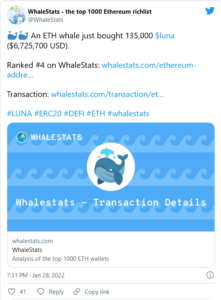 Screenshot 2022 01 29 at 13 53 58 More MATIC FTX Token LUNA Bought by Whales as They Keep Betting on These Coins 221x300 - فعالیت نهنگ های اتریوم با خرید FTT، متیک و لونا بیشتر می شود
