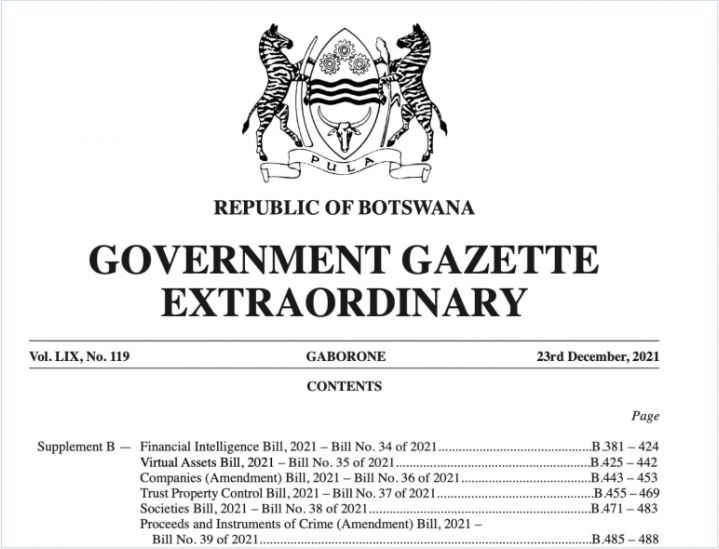 gov - دولت بوتسوانا قرار است لایحه دارایی های مجازی را به پارلمان ارائه کند