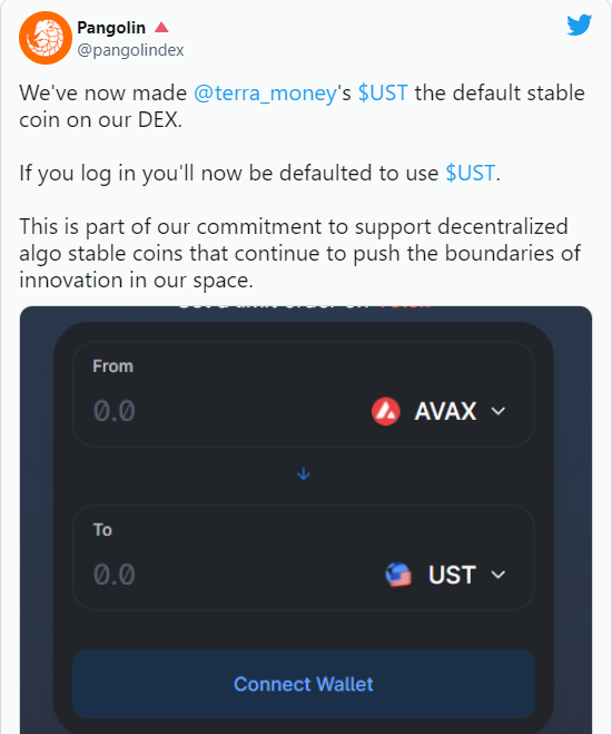 pang - یو اس تی به استیبل کوین پیش‌فرض در DEX پیشرو مبتنی بر Avalanche تبدیل می‌شود