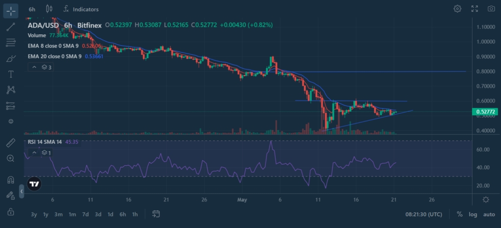 2022 05 21 20 22 20 ADA Reaches Long Awaited 0.5 Level What Will Its Price Do Next  CoinQuora - قیمت رمزارز ADA به سطح 0/5 دلاری که مدت ها انتظارش را می‌کشیدیم رسید