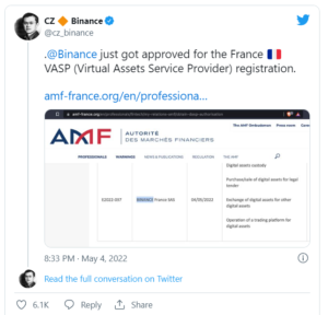 222222 1 300x288 - مقام مالی فرانسه ثبت بایننس را به عنوان ارائه دهنده خدمات دارایی دیجیتال تایید کرد