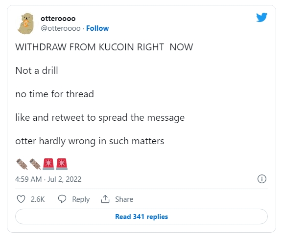 2022 07 02 16 51 45 KuCoin CEO slams insolvency rumors citing no plan to halt withdrawal - مدیرعامل KuCoin شایعات مربوط به ورشکستگی را رد کرد
