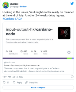 Screenshot 2022 07 14 at 08 46 07 Cardano Vasil Developer Debunks Possibility of Likely Delay 248x300 - توسعه دهنده کاردانو احتمال تاخیر در اجرای هاردفورک را رد می کند