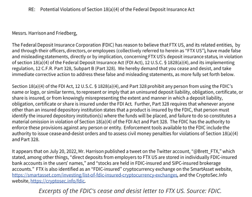 33333333333 - صرافی FTX آمریکا یکی از 5 شرکتی است که نامه های توقف را از FDIC دریافت کرد