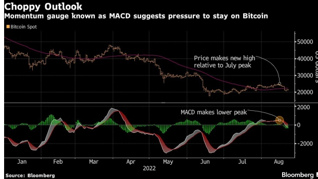 screenshot www.bnnbloomberg.ca 2022.08.22 17 59 01 - بیت کوین درحالی با ضرر و زیان روبه رو شد که اندیکاتور MACD نسبت به قیمت آن هشدار می دهد