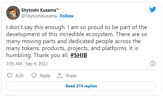 2022 09 09 15 51 46 Ethereum Creator Vitalik Buterin Thanks SHIB Community  Details - خالق اتریوم از انجمن شیبا تشکر می‌کند